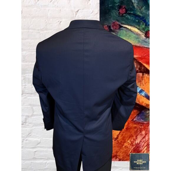 Hart Schaffner Marx 42R Basic Navy Blue Blazer Sport Coat Suit Jacket - Picture 6 of 15